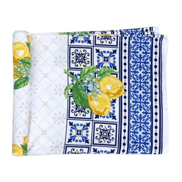 Nappe Coton - Bleu et Citron -150 x 150 cm – Image 2