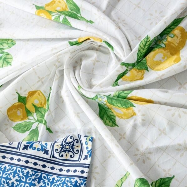 Nappe Coton - Bleu et Citron -150 x 150 cm – Image 3