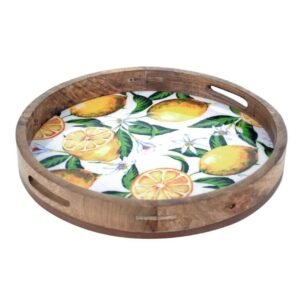 Plateau rond - Bois de Manguier - Citron