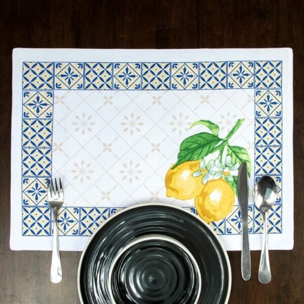 Set de Table -  Coton - Bleu et Citron - 50 x 36 cm – Image 2