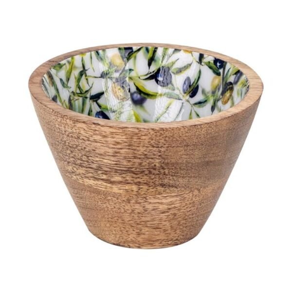 Plateau apéritif oval et 3 bols - Bois de Manguier - Motif Olives – Image 6