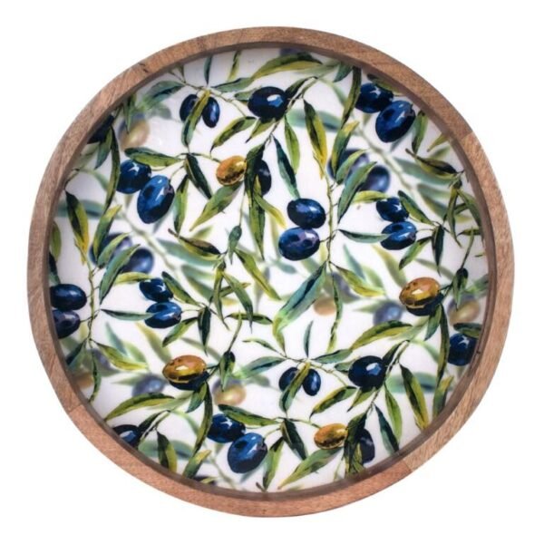 Plateau rond - Bois de Manguier - Olives – Image 2